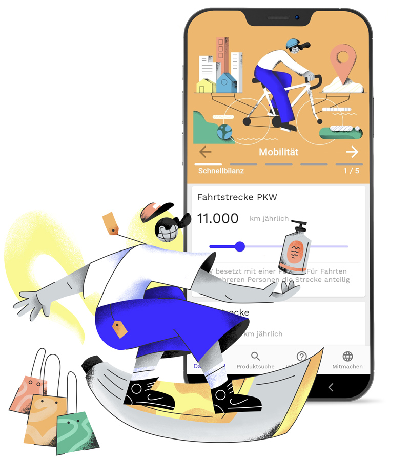 Schnellbilanz für CO2-Emissionen - ClimateWe App